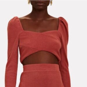 Saylor Ananda Knit Long Sleeve Crop Top in Auburn, size M.​​